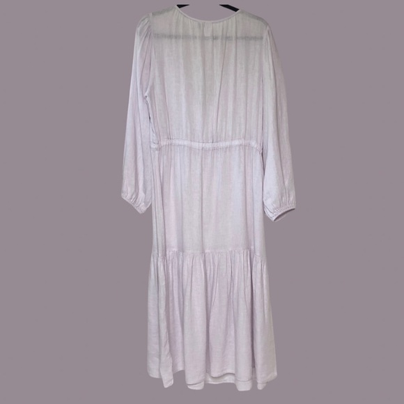 Joie Linen Blend Tiered Boho Lagenlook Lavender Semi Sheer Dress Sz Lg - Picture 2 of 12